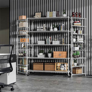 5 שכבות מתכווננת מתגלגל מדפים חוט מחסן גלגלים מתכת מדפים חוט כרום הביתה מדפים - Product Image 3