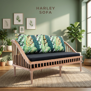 Chaise longue en bois, canapé d'extérieur, banc avec coussin en forme de feuille, siège de patio - Product Image 3
