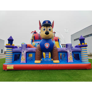 Parc d'attractions gonflable géant, parc de dessins animés, château gonflable, aire de jeux gonflable avec toboggan, mur d'escalade, passerelle surélevée - Product Image 2