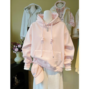 <span class=keywords><strong>Sudadera</strong></span> con Capucha Holgada de <span class=keywords><strong>Jersey</strong></span> Informal de Color Sólido de Alta Calidad, Antiencogimiento, para <span class=keywords><strong>Mujer</strong></span>, Otoño Invierno - Product Image 1