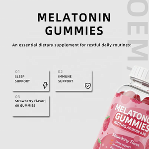 メラトニン グミ ビタミン<span class=keywords><strong>B6</strong></span>配合 ストロベリー風味 60粒入り 骨密度改善 1回分2粒 大人用サプリメント |   OEM/ODM プライベートブランド - Product Image 3