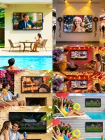 Téléviseur extérieur haute luminosité IP55 65 étanche 4K Google TV pour usage commercial