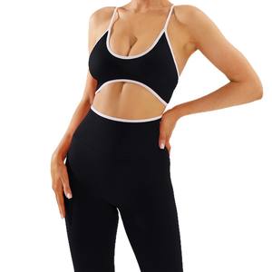Ensembles de yoga pour femmes <span class=keywords><strong>Ensemble</strong></span> de yoga dos nu à couleur bloquée Vêtements de fitness à séchage rapide pour femmes Pantalon de yoga de sport maigre et amincissant - Product Image 4
