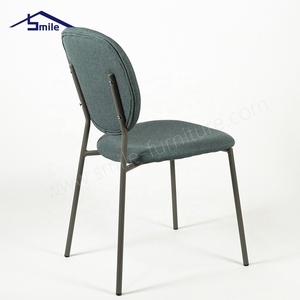 Conception populaire nordique café Restaurant salle à manger chaises tissu rembourré velours chaises de salle à manger tissu de lin - Product Image 1