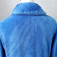 Peignoir à capuche en flanelle bleue pour femme, doux et thermique, long, boutonné sur le devant, en polaire corail, vêtement d'intérieur d'hiver
