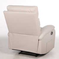 Manueller Relaxsessel aus PU-Leder, Einzelsitzer-Sofa, Liegestuhl mit Fußstütze und Seitentasche, Beige, für das Wohnzimmer