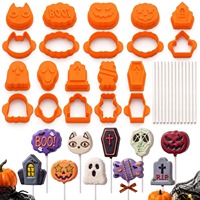 Lot de 10 moules en plastique non toxique pour bonbons et gâteaux d'Halloween avec ornements décoratifs miniatures 3D en forme de citrouille