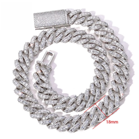 Collier lourd en argent sterling 925, style Hip Hop, chaîne maille cubaine Miami, entièrement serti de moissanite taille baguette