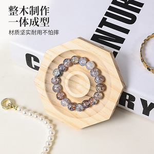 Wooden Bracelet Tray Solid Wood Display Stand Jewelry Bead Plate For DIY Photo Props Round Square Flower Octagonal Shape - Product Image 2