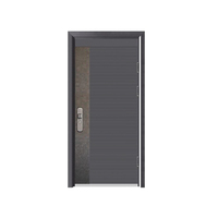 Porte d'entrée manuelle moderne en acier inoxydable côtelé, antivol, pour extérieur, villa