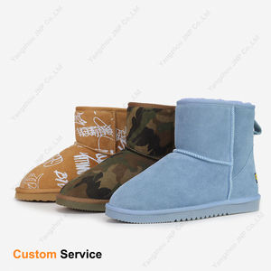 Sepatu Bot Wanita Klasik Musim Dingin Berbahan Kulit Suede Sapi Biru Asli Australia dengan Lapisan Bulu Domba Imitasi yang Lembut dan Hangat - Product Image 1
