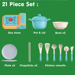 Set da Cucina Giocattolo per Bambini 2-4 Anni, Pentole e Utensili in Paglia di Grano Ecologica, Non Tossico, per Gioco di Ruolo - Product Image 4