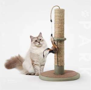 Toptan kedi tırmalama sütunu kapalı yavru kedi aktivite Scratcher Premium saman halat çizik ağacı sarkan topu ile - Product Image 6