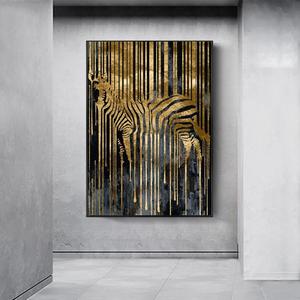 Impression sur toile abstraite dorée, style nordique, art mural moderne, art fin, pour salon, décoration de loft, tableau pour salon - Product Image 4