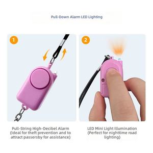 Alarme de sécurité personnelle rose, porte-clés, sirène d'autodéfense, dispositif d'alerte anti-vol portable - Product Image 2