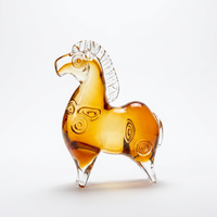 Statue de cheval en verre cristal 15x19cm 2kg Décoration de bureau à domicile Cadeau d'affaires Ornement Feng Shui Vente en gros
