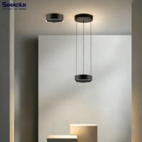 Suspension linéaire en aluminium 2200K-6000K, intensité variable, CCT réglable, éclairage ajustable, noir, pour cuisine, hôtel, bureau