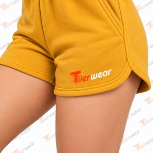Tiierwear <b>Women's</b> High Waist Breathable Fleece <b>Sweat</b> <b>Shorts</b> with Drawstring and Pockets Plain Dyed Solid Color Casual Yellow - Product Image 5