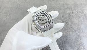 Nouvelle montre mécanique de luxe de haute qualité, étanche, mouvement automatique, design crâne serti de diamants, montre blanche - Product Image 4