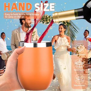 12 Oz Insulated Wine Tumbler with Lid Double Wall Vacuum Stainless Steel Wine Glass <b>Coffee</b> Mug Insulated Tumbler Cup - Product Image 4