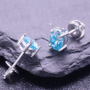 Boucles d'oreilles tendance en moissanite bleue VVS1, en argent glacé avec diamant bleu VVS1, accessoire de mode accrocheur - Product Image 4