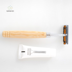 Wholesale Disposable <strong>Straight</strong> <strong>Razor</strong> Metal Manual Shaver Twin Blade Natural Bamboo Handle Face Shaving <strong>Razor</strong> <strong>Kit</strong> Men Customized - Product Image 2