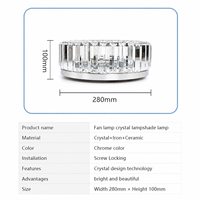Ventilateur de plafond Guanghua avec abat-jour en cristal rond, couvercle de lampe décoratif en cristal, pièce de rechange pour la rénovation de l'éclairage du ventilateur