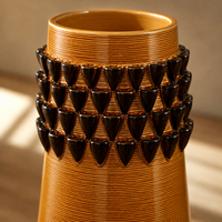Vase en céramique imprimé en 3D, vase décoratif moderne pour fleurs, vase texturé caramel pour la décoration de table, décoration d'intérieur