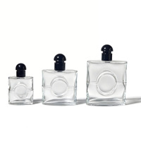 Flacon de parfum carré élégant et classique en verre transparent de 30 ml, 50 ml, avec pulvérisateur, idéal pour les cadeaux, vide, col serti, 100 ml, Botol Parfum Kaca