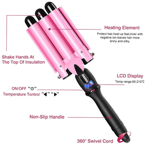 Fer à friser professionnel automatique pour salon, outils de coiffage en céramique, fer à friser à 3 barils, baguette à friser les cheveux, ondulateur de cheveux, boucleur de cheveux, écran LCD - Product Image 5
