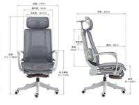 Chaise de bureau exécutive contemporaine avec massage lombaire, ergonomique, inclinable à 165°, appui-tête 4D réglable, chaise en maille