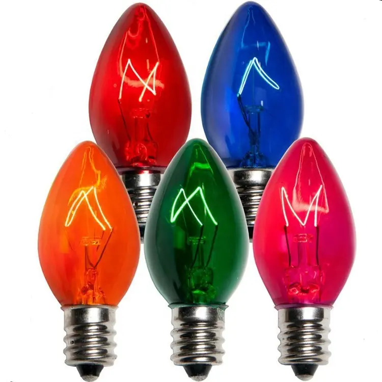 Ampoule led créative C7, scintillante, décorative multicolore, transparente, pour noël, 130 volts 60HZ