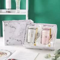 Nouvelle Tasse en Céramique Style Européen Créatif Motif Marbre 2026 – Ensemble de Tasses à Café Modernes pour Couples avec Logo Imprimé, Idéal pour les Fêtes et Cadeaux de Mariage