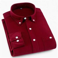 M-5XL Homme Nouvelle Mode Hauts Vêtements en Velours Côtelé Couleur Unie Manches Longues pour Chemise Polo à Col Revers Boutonnée Anti-Plis Automne Décontracté