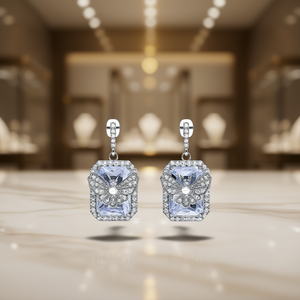 Orecchini pendenti di lusso con cristalli a forma di farfalla per donna, gioielli da matrimonio in argento 925 e oro bianco con montatura a castone con strass - Product Image 2