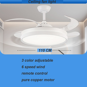 พัดลมเพดานแบบยืดหดได้ขนาด 42 นิ้ว พร้อมไฟ LED เปลี่ยนสีได้ 3 สี 6 ระดับความเร็ว ปรับหมุนได้ พร้อมรีโมทคอนโทรล สำหรับห้องนั่งเล่น - Product Image 3