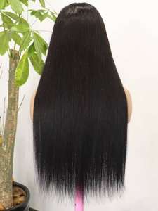 Parrucca brasiliana capelli umani-4x4 pizzo anteriore dritto con frangia colore naturale capelli vergini Remy - Product Image 3