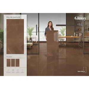 European Luminous Grey Porcelain Tiles 600x1200mm Glossy Glazed Floor Wall Tiles For Hotel Projects - Product Image 4