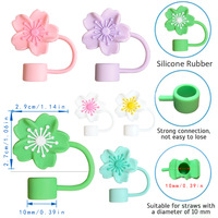 Nouveau bouchon de paille de fleur pour coupe Stanley, capuchon de couverture de paille en silicone mignon de 10mm, accessoires de boisson anti-poussière réutilisables