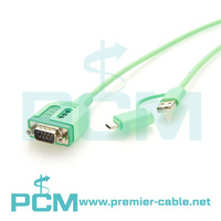 Kabel Serial USB ke DB9 Male RS232 Dua Ujung untuk Router, Switch, Mesin CNC, PLC dengan Port USB3.1 Tipe C, Kabel USB ke D-Sub