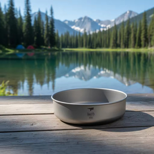 Tazón de Titanio Puro de Lujo, Acabado Arenado en Gris Plateado, 800 ml, Vajilla Moderna y Minimalista para Acampar al Aire Libre, Uso Doméstico, Portátil - Product Image 3