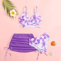 Burkinis personnalisables 3 pièces pour filles, multicolores, avec jupe de bain, séchage rapide, non toxiques