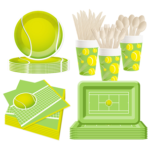 DAMAI - Juego de Vajilla Desechable de Papel con Diseño Deportivo de Tenis para Fiesta de Cumpleaños, Platos, Servilletas y Vasos para Niños - Product Image 2