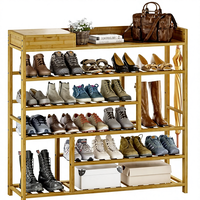 Armoire à chaussures en bambou robuste, rangement à chaussures durable, étagère à chaussures multifonctionnelle avec boîte de rangement pour l'entrée de la porte d'entrée