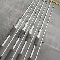 Asie du sud-est usine carbone longue coulée leurre canne blanc rayé bar droit et pistolet poignée pour les Techniques de pêche de fond