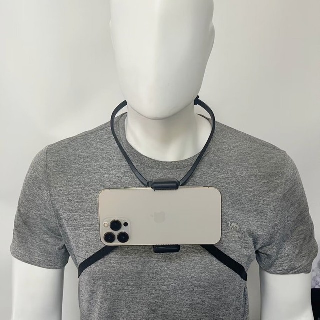 Hand Free Adjustable Mobile Phone Neck Clip Holder Chest Stand POV/Vlog Phone Mount Holder for Recording