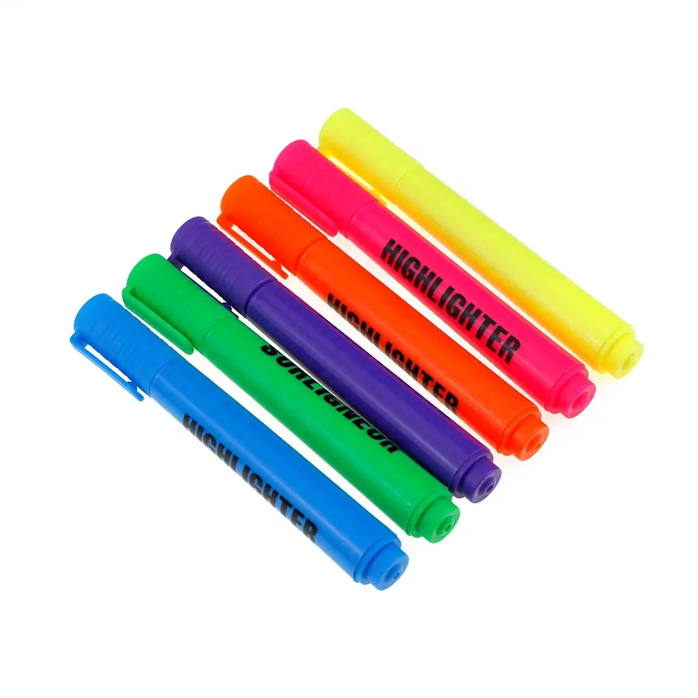 BECOL vente en gros de haute qualité fluorescent coloré surligneur marqueur stylo fantaisie surligneur marqueur ensemble avec Logo personnalisé