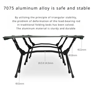 <span class=keywords><strong>Lit</strong></span> de camping pliable moderne personnalisable, <span class=keywords><strong>lit</strong></span> <span class=keywords><strong>d</strong></span>'extérieur portable avec tissu Oxford et cadre en alliage <span class=keywords><strong>d</strong></span>'aluminium – Fonctionnel - Product Image 3