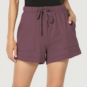 Shorts Cargo Deportivos para Mujer, Casuales, Transpirables, de Algodón, Cintura Media Elástica, con Bolsillos, Secado Rápido, Tejido Liso - Product Image 3