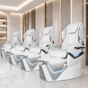Fauteuil de pédicure blanc avec télécommande, lumière LED, bain de pieds, fonction vapeur, fonction massage pour salon de manucure - Product Image 2